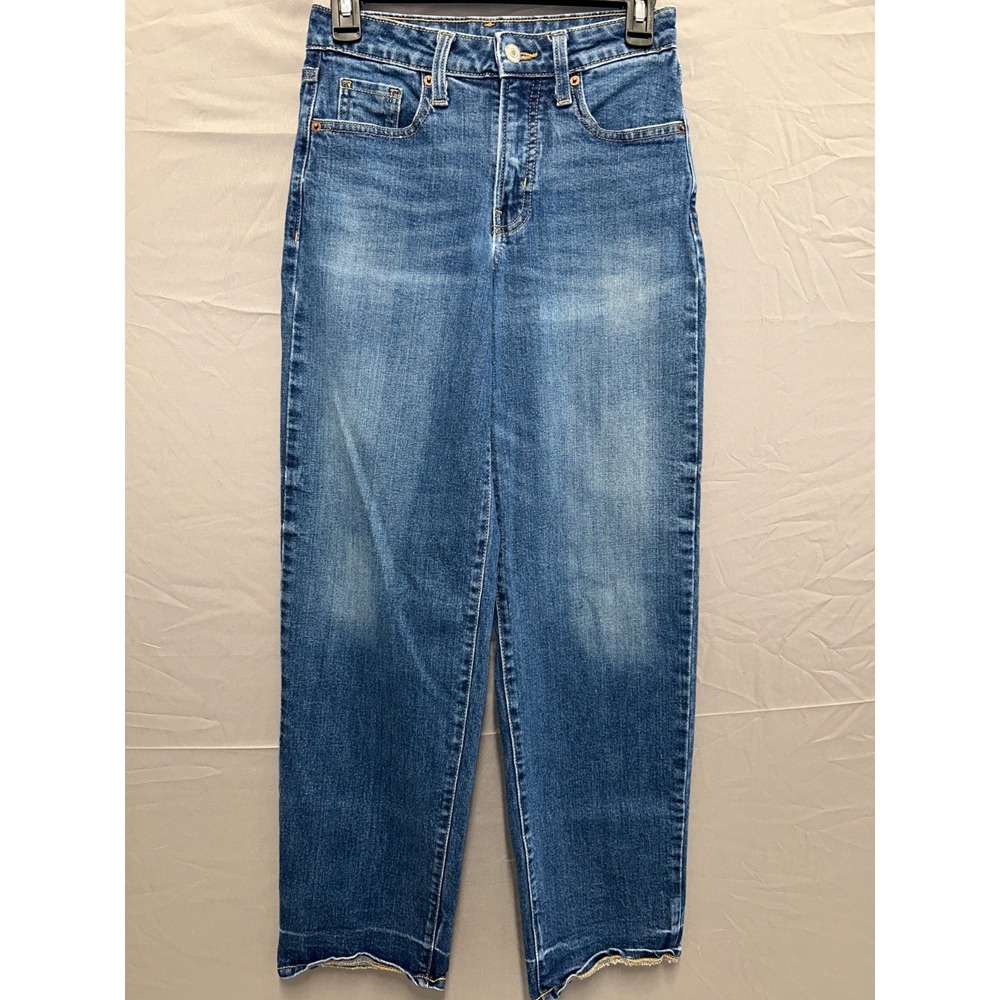 Old Navy OG Loose Jeans Womens 0 Blue Denim Cotton Stretch High Rise Medium Wash